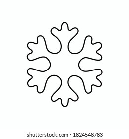 Black line snowflake vector icon on a white background. Winter christmas snowflake 