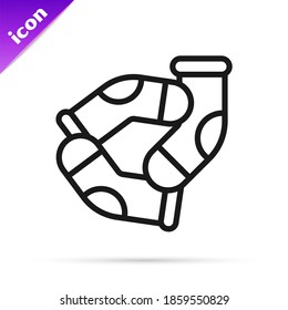 Icono de Socks de línea negra aislado en fondo blanco.  Vector