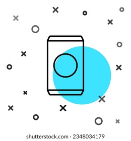 Black line Soda can with drinking straw icon isolated on white background. Random dynamic shapes. Vector Illustration