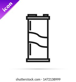 Black line Soda can icon isolated on white background.  Vector Illustration