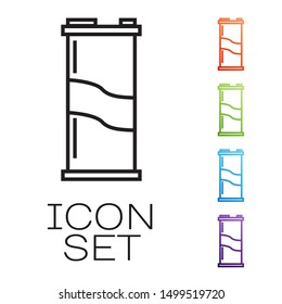 Black line Soda can icon isolated on white background. Set icons colorful. Vector Illustration