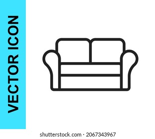 Black line Sofa icon isolated on white background.  Vector