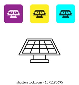 Black line Solar energy panel icon isolated on white background. Set icons colorful square buttons. Vector Illustration