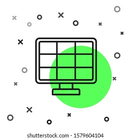 Black line Solar energy panel icon isolated on white background.  Vector Illustration