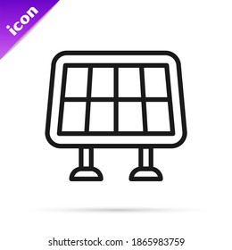 Black line Solar energy panel icon isolated on white background.  Vector
