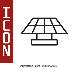 Black line Solar energy panel icon isolated on white background.  Vector