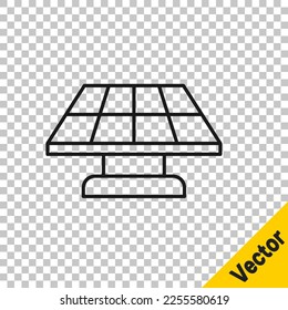 Black line Solar energy panel icon isolated on transparent background.  Vector