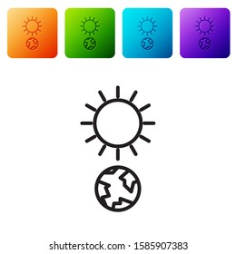Black line Solstice icon isolated on white background. Set icons in color square buttons. Vector Illustration