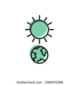 Black line Solstice icon isolated on white background.  Vector Illustration