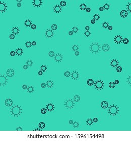 Black line Solstice icon isolated seamless pattern on green background.  Vector Illustration