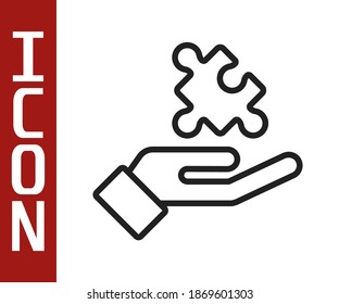 Black line Solution to the problem in psychology icon isolated on white background. Puzzle. Therapy for mental health.  Vector