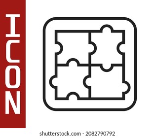 Black line Solution to the problem in psychology icon isolated on white background. Puzzle. Therapy for mental health.  Vector