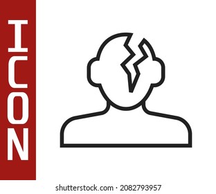 Línea negra Solución al problema en el icono de la psicología aislado en el fondo blanco. Terapia para la salud mental.  Vector