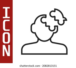 Schwarze Linie Lösung für das Problem in der Psychologie Symbol einzeln auf weißem Hintergrund. Rätsel. Therapie der psychischen Gesundheit.  Vektorgrafik