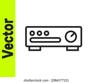 Black line Sound mixer controller icon isolated on white background. Dj equipment slider buttons. Mixing console.  Vector