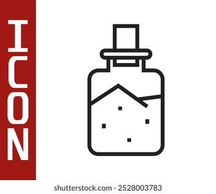 Icono de sal de spa de línea negra aislado sobre fondo blanco.  Ilustración vectorial