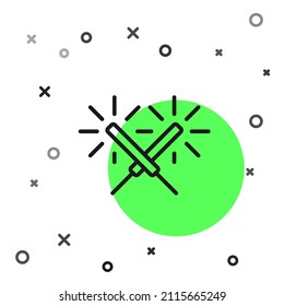 Black line Sparkler firework icon isolated on white background. Festive Christmas sparkler candle lights. Merry Christmas and Happy New Year.  Vector