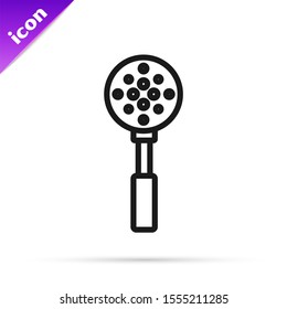 Black line Spatula icon isolated on white background. Kitchen spatula icon. BBQ spatula sign. Barbecue and grill tool.  Vector Illustration