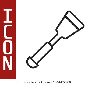 Black line Spatula icon isolated on white background. Kitchen spatula icon. BBQ spatula sign. Barbecue and grill tool.  Vector