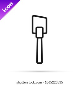 Black line Spatula icon isolated on white background. Kitchen spatula icon. BBQ spatula sign. Barbecue and grill tool.  Vector