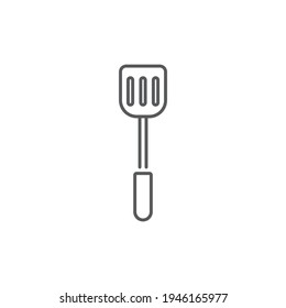 Black line Spatula icon isolated on white background. Kitchen spatula icon. BBQ spatula sign. Barbecue and grill tool. Set icons colorful circle buttons. Vector Illustration