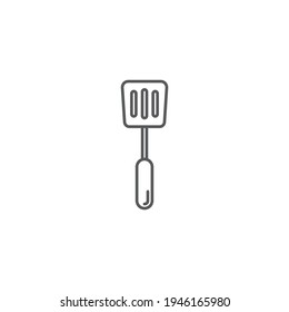 Black line Spatula icon isolated on white background. Kitchen spatula icon. BBQ spatula sign. Barbecue and grill tool. Set icons colorful circle buttons. Vector Illustration