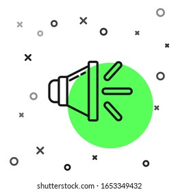 Black Line Speaker Volume, Audio-Stimme-Symbol, Mediensymbol einzeln auf weißem Hintergrund. Vektorillustration-Illustration