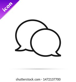 Black line Speech bubble chat icon isolated on white background. Message icon. Communication or comment chat symbol.  Vector Illustration