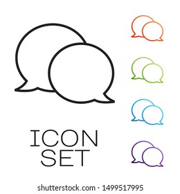 Black line Speech bubble chat icon isolated on white background. Message icon. Communication or comment chat symbol. Set icons colorful. Vector Illustration