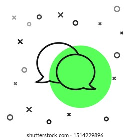 Black line Speech bubble chat icon isolated on white background. Message icon. Communication or comment chat symbol.  Vector Illustration