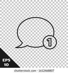 Black line Speech bubble chat icon isolated on transparent background. Message icon. Communication or comment chat symbol.  Vector Illustration