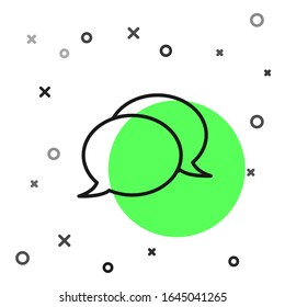Icono de chat de burbuja de la línea negra aislado en fondo blanco.Icono de mensaje. Símbolo de chat de comunicación o comentario.  Ilustración vectorial