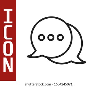Black line Speech bubble chat icon isolated on white background. Message icon. Communication or comment chat symbol.  Vector Illustration