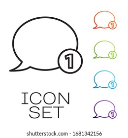 Black line Speech bubble chat icon isolated on white background. Message icon. Communication or comment chat symbol. Set icons colorful. Vector Illustration