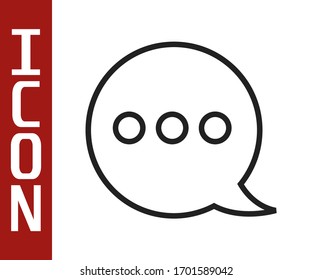 Black line Speech bubble chat icon isolated on white background. Message icon. Communication or comment chat symbol.  Vector Illustration