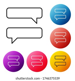 Black line Speech bubble chat icon isolated on white background. Message icon. Communication or comment chat symbol. Set icons colorful circle buttons. Vector Illustration