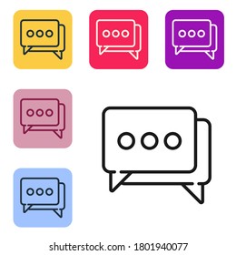 Black Line Speech Bubble Chat Symbol einzeln auf weißem Hintergrund. Nachrichtensymbol. Chat-Symbol für Kommunikation oder Kommentar. Die Symbole werden in den Tasten für das Farbquadrat eingestellt. Vektorgrafik