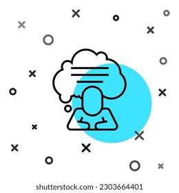 Black line Speech bubble chat icon isolated on white background. Message icon. Communication or comment chat symbol. Random dynamic shapes. Vector