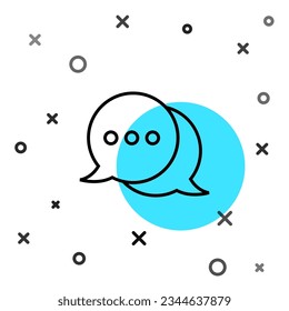 Black line Speech bubble chat icon isolated on white background. Message icon. Communication or comment chat symbol. Random dynamic shapes. Vector Illustration