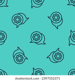 Icono de chat de la burbuja de la línea negra con un patrón sin fisuras sobre fondo verde. Icono de mensaje. Símbolo de chat de comunicación o comentario.  Vector