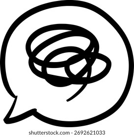 Línea negra Icono de confusión de burbuja de habla Concepto de comunicación de estrés mental