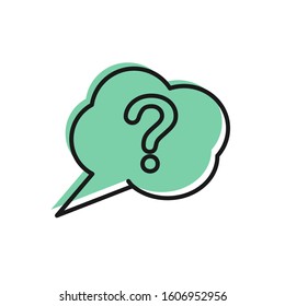 Black line Speech bubble and Question icon isolated on white background. FAQ sign. Copy files, chat speech bubble and chart.  Vector Illustration