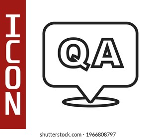 Black line Speech bubbles with Question and Answer icon isolated on white background. Q and A symbol. FAQ sign. Chat speech bubble and chart.  Vector