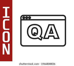 La línea negra de voz burbuja con el icono Pregunta y Respuesta aislado en el fondo blanco. símbolo Q y A. Signo de FAQ. Burbuja y gráfico del discurso de conversación.  Vector