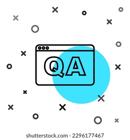 Black line Speech bubbles with Question and Answer icon isolated on white background. Q and A symbol. FAQ sign. Chat speech bubble and chart. Random dynamic shapes. Vector