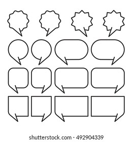 black line speech bubbles set vector illustration