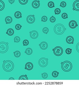 Black line Speed limit traffic sign 60 km icon isolated seamless pattern on green background.  Vector