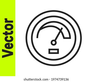 Black line Speedometer icon isolated on white background.  Vector