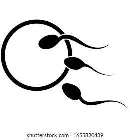 Black line sperm and fertilized egg icon