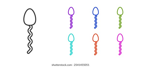 Icono de esperma de línea negra aislado sobre fondo blanco. Establecer iconos coloridos. Vector